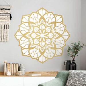 Wandtattoo Mandala Blüte Muster gold weiß