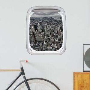 3D Wandtattoo Fenster Flugzeug Blick über Manhattan