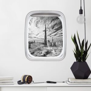 3D Wandtattoo Fenster Flugzeug Dubai Super Skyline