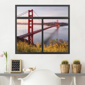 3D Wandtattoo Fenster Schwarz Golden Gate Bridge in San Francisco