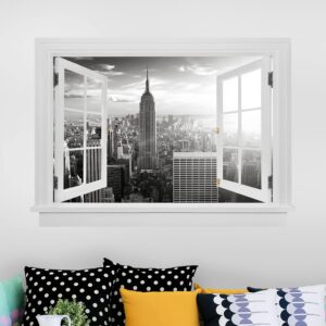 3D Wandtattoo Offenes Fenster Manhattan Skyline