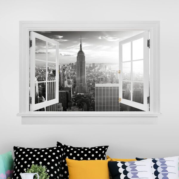 3D Wandtattoo Offenes Fenster Manhattan Skyline