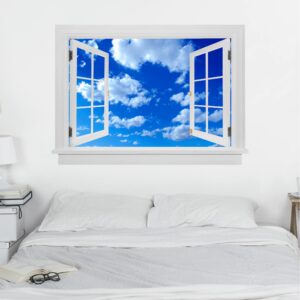 3D Wandtattoo Offenes Fenster Wolkenhimmel