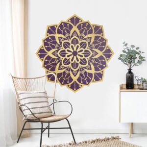 Wandtattoo Mandala Blüte Muster gold violett