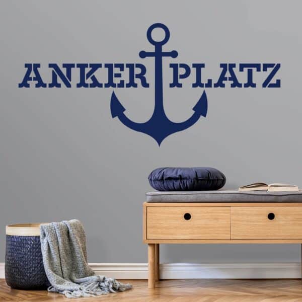 Wandtattoo einfarbig Ankerplatz mit Anker