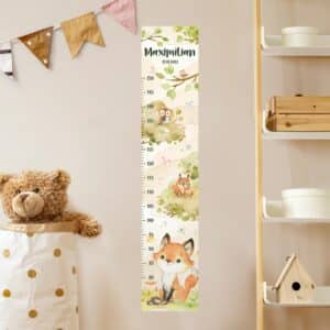 Kindermesslatte Wandtattoo Aquarell Fuchs mit Wunschname