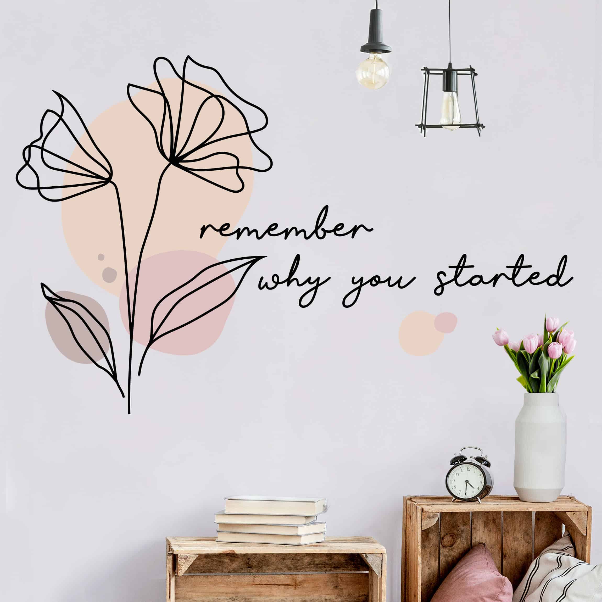 Wandtattoo 5-teilig Blume - Remember why you started