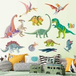 Wandtattoo 13-teilig Buntes Dinosaurier Set