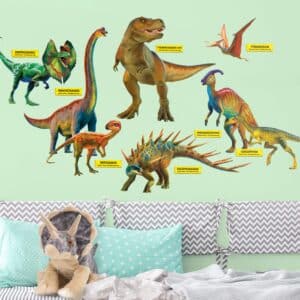Wandtattoo 16-teilig Dinosaurier Set mit Namensschildern