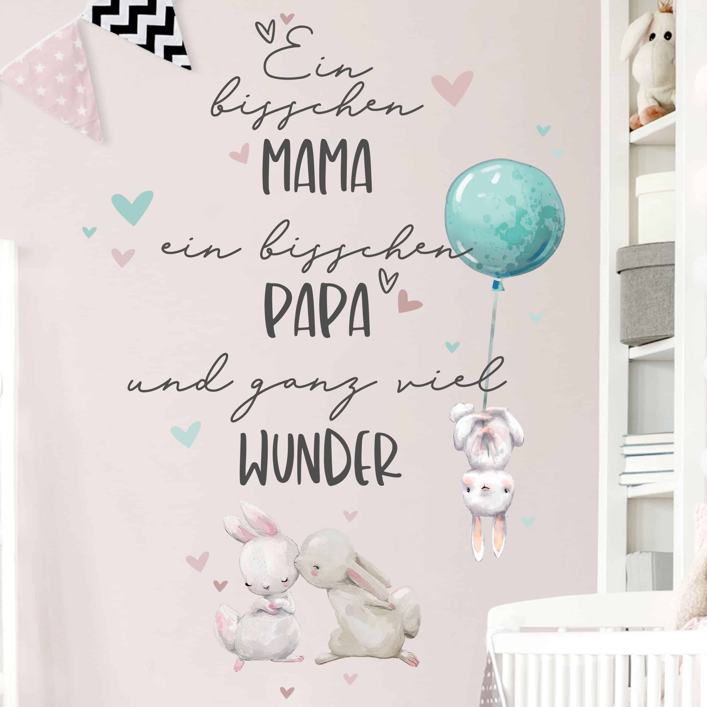 Wandtattoo 20-teilig Ein bisschen Mama ein bisschen Papa