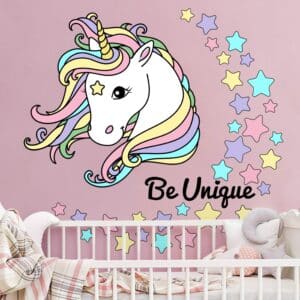 Wandtattoo 34-teilig Einhorn Illustration Be unique Pastell