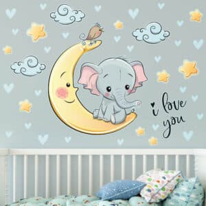 Wandtattoo 41-teilig Elefant Mond I love You