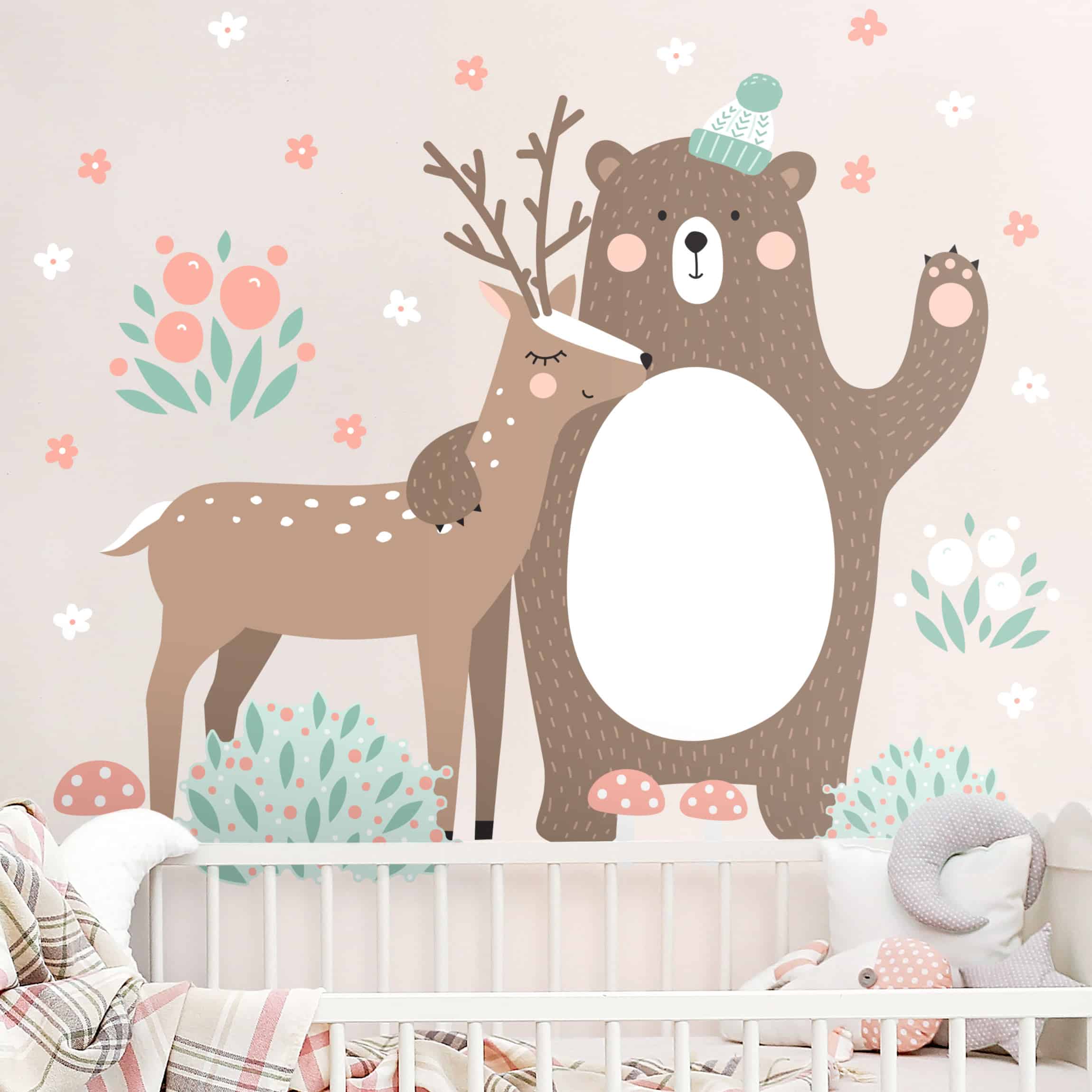 Wandtattoo 24-teilig Forest Friends mit Bär und Reh