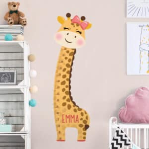 Kindermesslatte Wandtattoo Giraffen Mädchen mit Wunschname