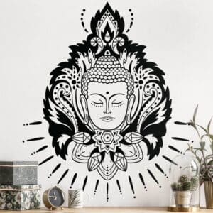 Wandtattoo Badezimmer Lotus mit Buddha