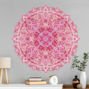 Wandtattoo Mandala handgemalt aquarell pink