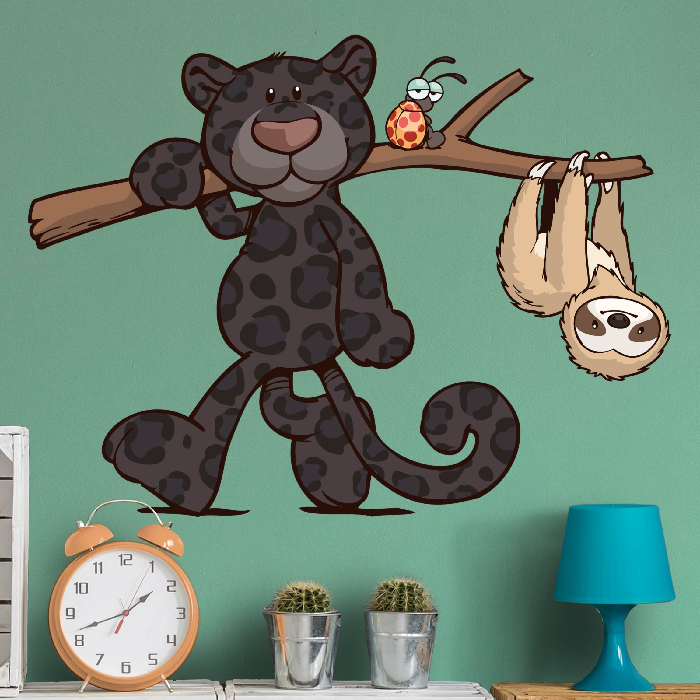 Wandtattoo NICI - Wild Friends - Panter und Faultier am Ast