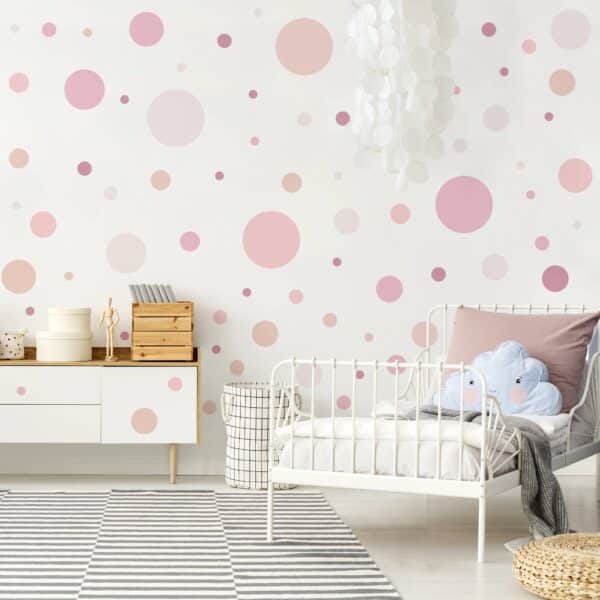 Wandtattoo 130-teilig Punkte Konfetti Rosa Set