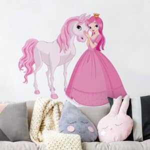Wandtattoo Kinderzimmer Prinzessin mit ihrem Pferd