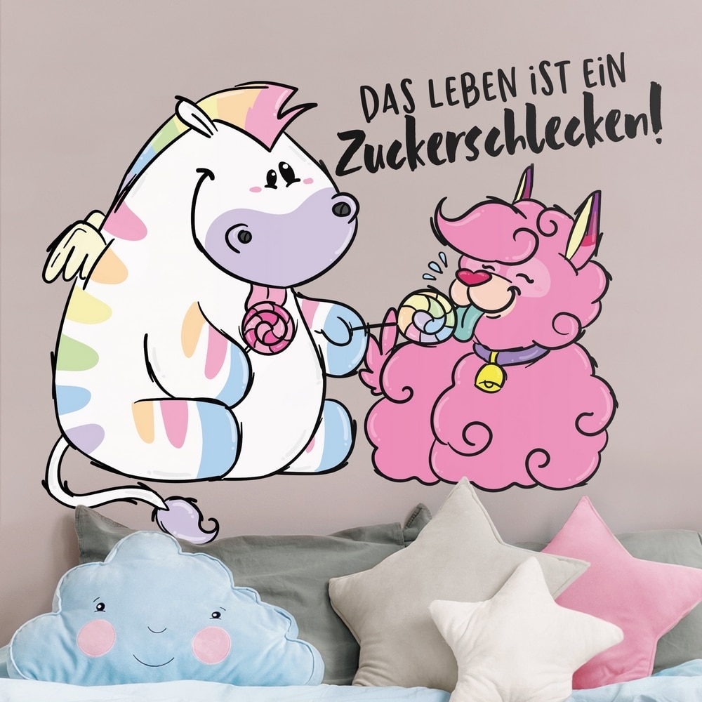 Wandtattoo Pummeleinhorn - Das Leben ist ein Zuckerschlecken