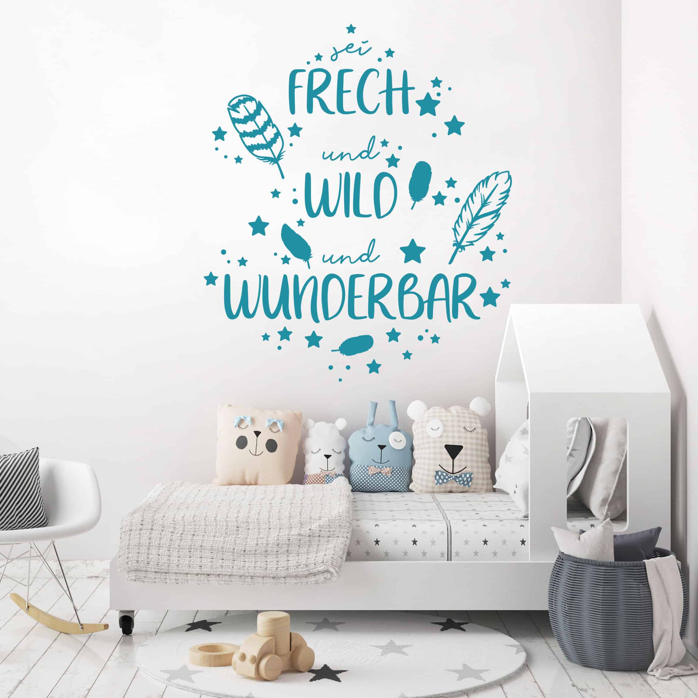Wandtattoo Sei frech und wild und wunderbar mit Federn