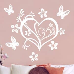 Wandtattoo Blumen 7-teilig Valentins Herz