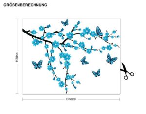 Wandtattoo Baum Floraler Zweig mit Schmetterlingen