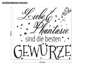 Wandtattoo Küchenspruch Gewürz Liebe & Kräuter Phantasie