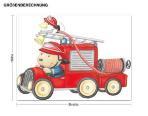 Wandtattoo Kinderzimmer Steinbeck - Pitzelpatz und Schnaddeldatz im Feuerwehrauto