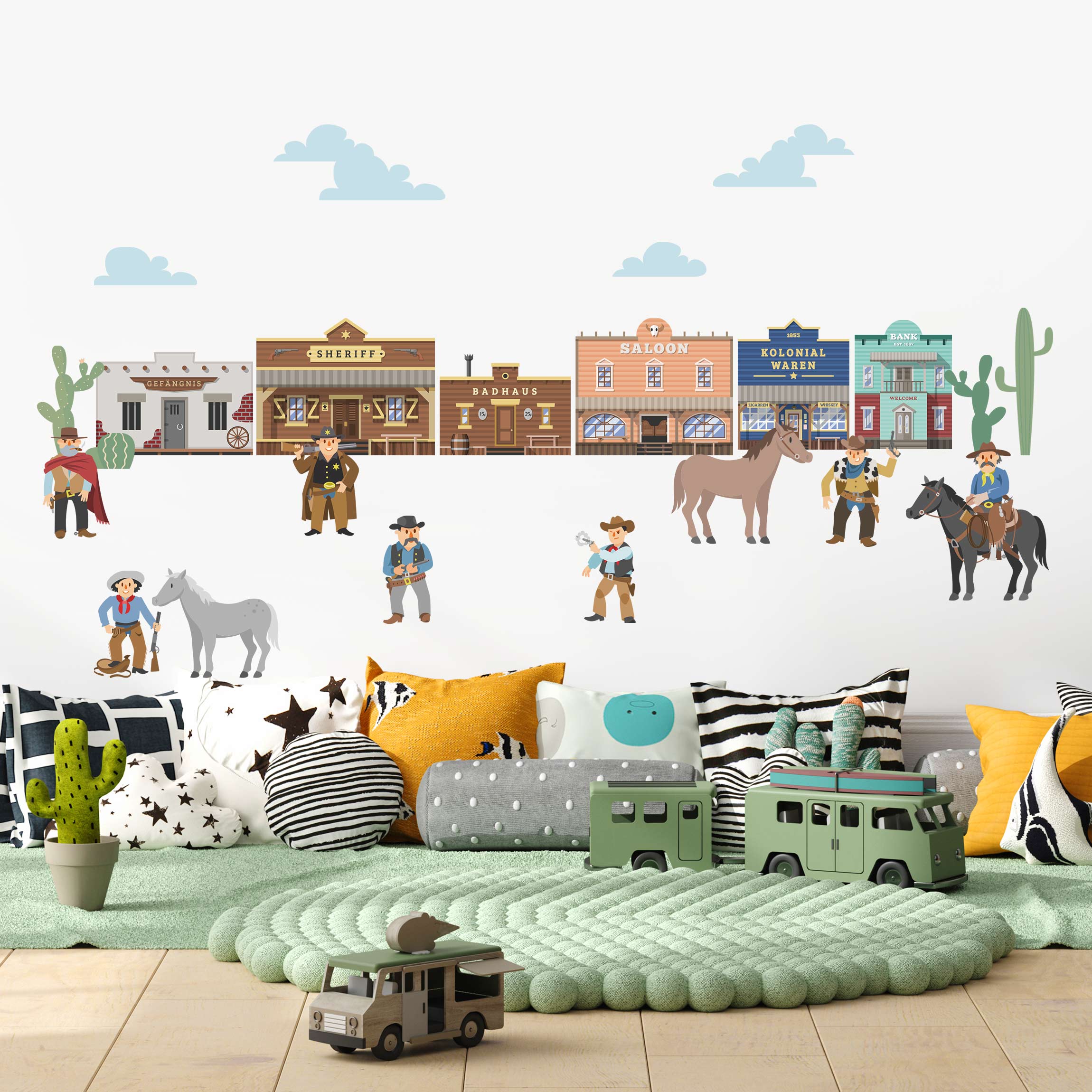 Wandtattoo Wilder Westen - Duell in der Stadt