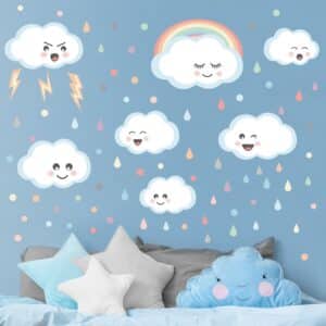 Wandtattoo 83-teilig Wolken mit Gesicht Kinderzimmer Set