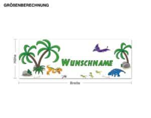 Wunschtext-Wandtattoo Kinderzimmer Dinolandschaft Wunschtext