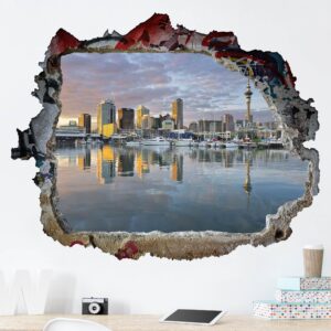 3D Wandtattoo Auckland Skyline Sonnenuntergang