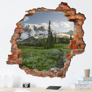 3D Wandtattoo Bergblick Wiesenpfad