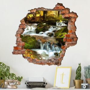 3D Wandtattoo Wasserfall herbstlicher Wald