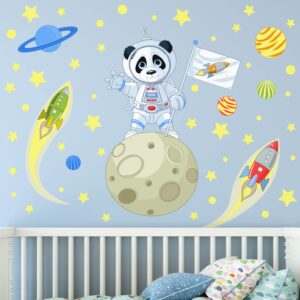 Wandtattoo Kinderzimmer Astronaut Panda