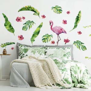 Wandtattoo Kinderzimmer Dschungel Flamingo Blätter Set