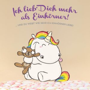 Wandtattoo Kinderzimmer Pummeleinhorn - Ich lieb' dich