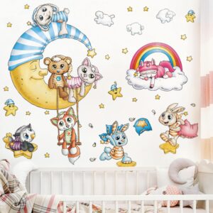 Wandtattoo Kinderzimmer Schlafmützen - Mond und Sterne Set